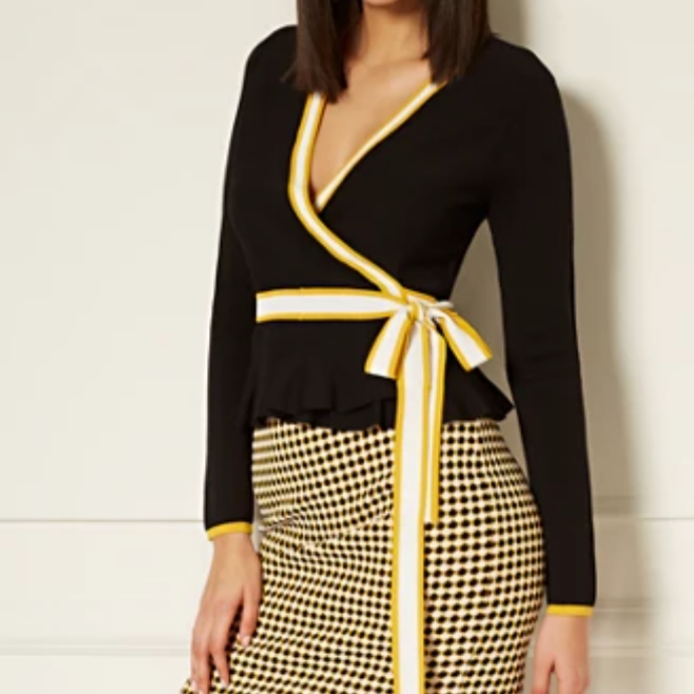 Eva Mendes wrap cardigan peplum